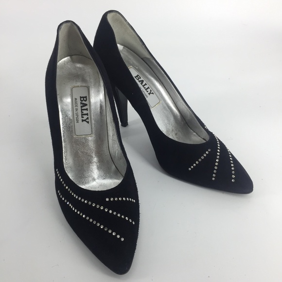 Bally Shoes - Bally black velvet bling rhinestone pumps stiletto